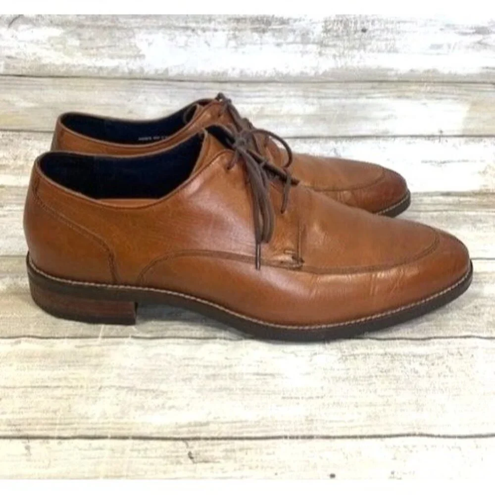 Men's Cole Haan Grand.OS Leather Lace-Up Oxford Shoes Size 9M Cognac Brown‎